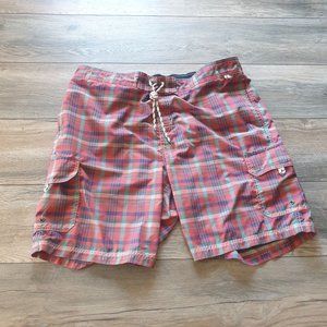 Lands End Mens XL 40-42 Swim Trunks Board Shorts Surfing Beach Plaid Vacation